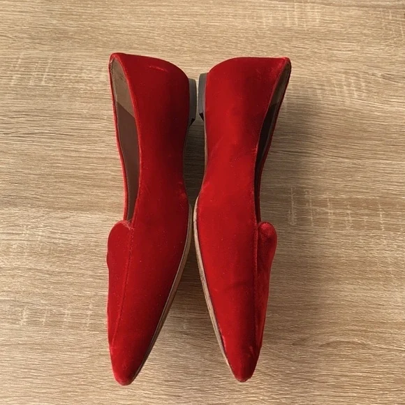 Tabitha Simmons Alexa Red Velvet Pointed Flats size 6.5 - Picture 5 of 10